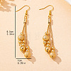 Brass Round Bead Tassel Dangle Earrings for Women WGC3478-01-4