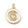 Brass Micro Pave Clear Cubic Zirconia with White Enamel Pendants CU-CBAA556-08A-1