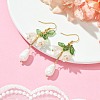 Natural Pearl & Acrylic Flower Dangle Earrings EJEW-TA00319-2