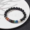 Dyed Colorful Natural Lava Rock Beaded Stretch Bracelets BJEW-JB09683-02-2