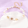 Natural Lemon Quartz(Heated) Chip and Rice Natural Pearl Beaded Bracelets GG-CBA3297-13G-B-1