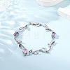 Brass Micro Pave Cubic Zirconia Link Bracelets for Women BJEW-H209-03P-2
