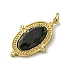 Ion Plating(IP) 304 Stainless Steel Pave Faceted Natural Obsidian Pendants FIND-Z028-40D-2