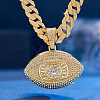 Zinc Alloy Full Crystal Rhinestone Evil Eye Pendant Cuban Link Chain Necklaces for Men FS-WG83416-02-1
