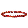 4mm Round Natural Carnelian Beads Bracelet for Men KG3069-11-1