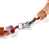 Natural Red Agate Hexagon Prism Graduated Beaded Necklaces for Women Men NJEW-K388-03O-3