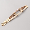PU Leather & Alloy Rhinestone Watch Band with ABS Imitation Plastic Pearl & Flower Charm FIND-SZC0007-26B-2
