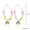 Bohemia Style Colorful Clay Beads Hoop Earrings JF2291-1-1