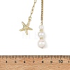 Summer Beach 304 Stainless Steel Starfish Pendant Lariat Necklaces with Shell Pearl NJEW-JN06604-01-4