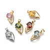 Brass Cubic Zirconia Kitten Pendants ZIRC-P016-M-1