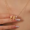 304 Stainless Steel Birds on the Branches Cutout Silhouette Pendant Necklaces for Women WG41729-01-2