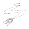 Non-Tarnish Woven Net/Web with Feather 304 Stainless Steel Pendant Necklaces for Women NJEW-G087-06P-3