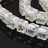 AB Color Plated Glass Faceted Cube Beads Strands GLAA-A031-6mm-AB11-2