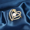 Heart Alloy Rhinestone Brooches for Women PW-WGCAEA0-01-2