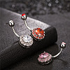 316L Surgical Stainless Steel Cubic Zirconia Flat Round Curved Barbell Belly Rings WGB2BE5-05-1