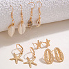 Shell Shape & Starfish Alloy Natural Shell Dangle Earrings FS-WGAC3B8-03-1