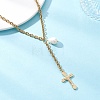 304 Stainless Steel Cable Chain Tassel Cross Pendant Necklaces NJEW-JN05653-1