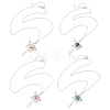 4Pcs 4 Styles Natural Amethyst & Dyed Green Jade & Hemimorphite & Heated Citrine Alloy Star Pendant Necklaces for Women NJEW-TA00273-3