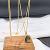 Natural Black Lip Shell 304 Stainless Steel Teardrop Pendant Necklaces for Women WGF5E8A-02-3