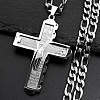 304 Stainless Steel Jesus Cross Pendant Necklaces NJEW-B153-01P-1
