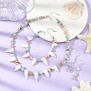 Natural Morganite & Larimar Chips Beads & Natural Spiral Shell Necklaces & Dangle Earring & Bracelets Sets SJEW-JS01387-1