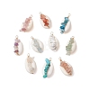 10Pcs 10 Styles Natural Cowrie Shell Copper Wire Wrapped Gemstone Chip Pendants PALLOY-JF02782-1