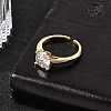 Brass Micro Pave Cubic Zirconia Cuff Open Rings for Women RJEW-B160-04G-3