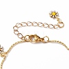 Brass Enamel Flower Charm Bracelets BJEW-JB05783-3