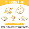 5Pcs 5 Styles Brass Micro Pave Cubic Zirconia Pendants KK-YW0004-16-2