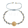 Adjustable Glass & Brass Beads Braided Bead Bracelets VF6330-5