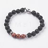 Natural Lava Rock Beads Stretch Bracelets BJEW-I241-12L-1