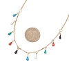 304 Stainless Steel Enamel Colorful Teardrop Tassel Bib Necklaces for Women NJEW-JN05769-3