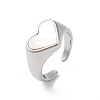 Shell Heart Open Cuff Ring for Women RJEW-C091-07P-01-1