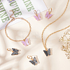 Plastic Butterfly Pendant Necklace & Bracelet & Dangle Leverback Earrings SJEW-AN0001-33-7