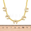 Brass Micro Pave Clear Cubic Zirconia Double Horn and Round Beaded Necklaces KK-CBA4547-06G-4