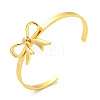 Bowknot Rack Plating Brass Open Cuff Bangles for Women BJEW-P322-06D-G-1