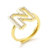 Mixed Color Enamel Initial Letter Adjustable Ring with Clear Cubic Zirconia RJEW-P045-01G-N-4