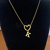 304 Stainless Steel Heart with Initial Pendant Necklaces for Women FS-WG4DC9E-11-1