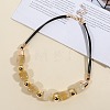 Resin Cube & Round CCB Plastic Beaded Necklaces with Leather Cords for Women WG0341F-02-1