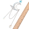 Natural Aquamarine Chips & Brass Moon & 304 Stainless Steel Butterfly Suncatcher HJEW-TA00449-02-4