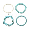 4Pcs 4 Style Synthetic Turquoise Beaded Stretch Bracelets SET BJEW-TA00377-3