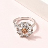 Flower Rotatable Open Cuff Rings for Women RJEW-G333-01G-2