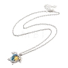 Aquamarine Rhinestone Sea Turtles Pendant Necklace for Women LS-NJEW-I113-02G-2