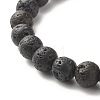 Natural Lava Rock & Non-magnetic Synthetic Hematite Round Beads Energy Power Stretch Bracelets Sett BJEW-JB07051-02-5