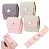 4Pcs 3 Colors 4-Pocket PU Leather Jewelry Rolls with Golden Tone Metal Snap Buttons ABAG-DR0001-18-1