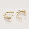 Brass Cubic Zirconia Hoop Earring Findings with Latch Back Closure KK-T048-030G-NF-3