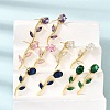 Brass Micro Pave Cubic Zirconia Stud Earrings KK-CBA8324-20G-1