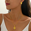 Brass Ring Pendant Necklace & Stud Earrings Sets for Women PL1796-4