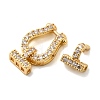 Brass Micro Pave Clear Cubic Zirconia Fold Over Clasps KK-C075-31G-2