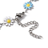 Enamel Daisy Link Chain Necklace NJEW-P220-01P-07-4